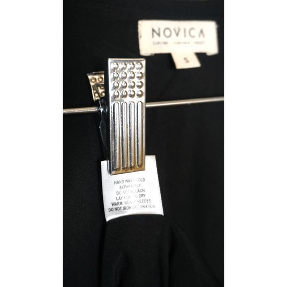 Novica Hand Beaded Glass Western Jacket Black Size Small Cardigan Long Sleeve - Picture 4 of 7